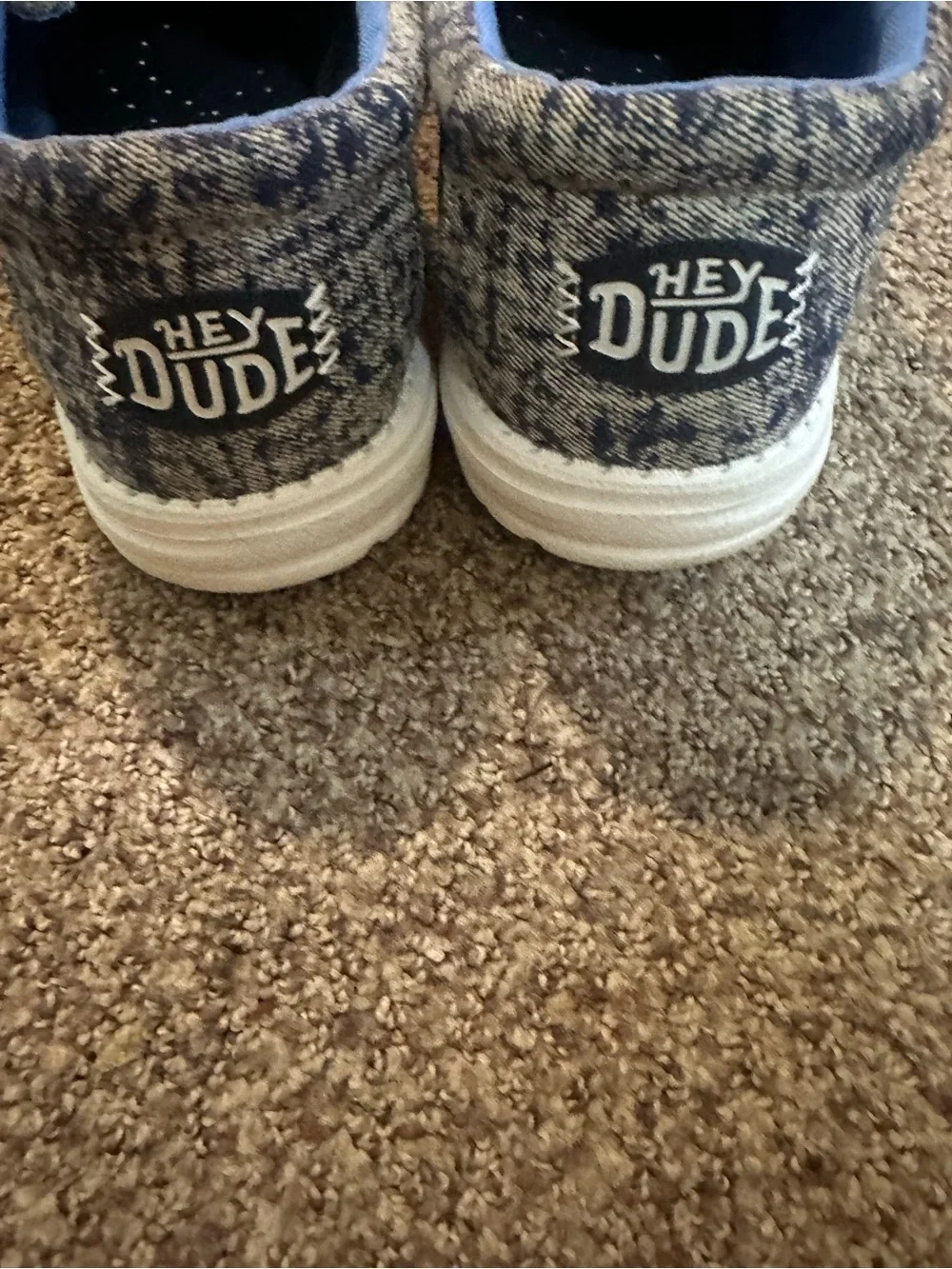 Hey Dude Men’s Blue Knit Boat Shoes with White Laces